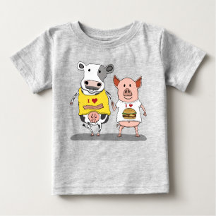 T-shirt Pour Bébé Amis mignons et drôles de vache et de porc