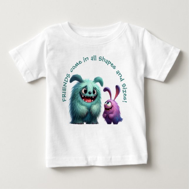 T-shirt Pour Bébé Amis Monster : Suzi & Bob (Devant)