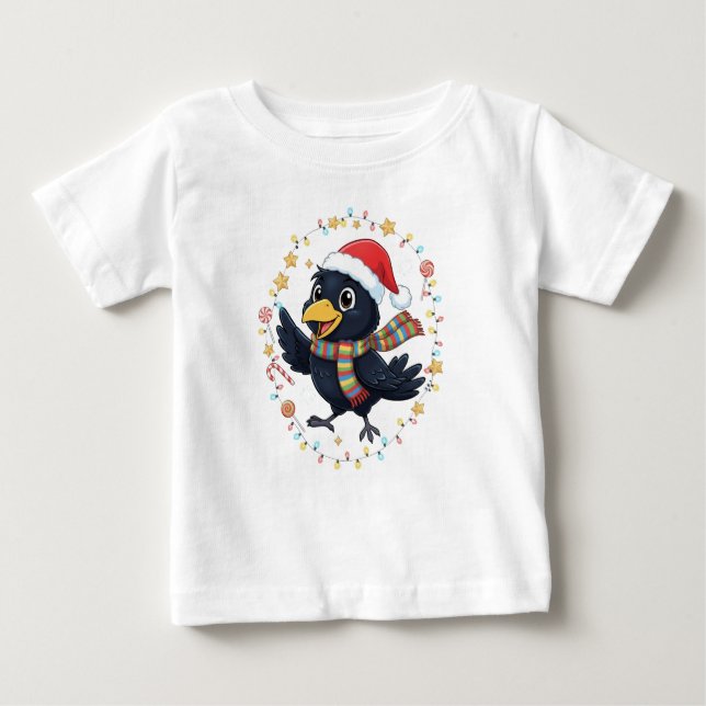 T-shirt Pour Bébé AMITA | Cheerful Crow - Holiday Lights (Devant)