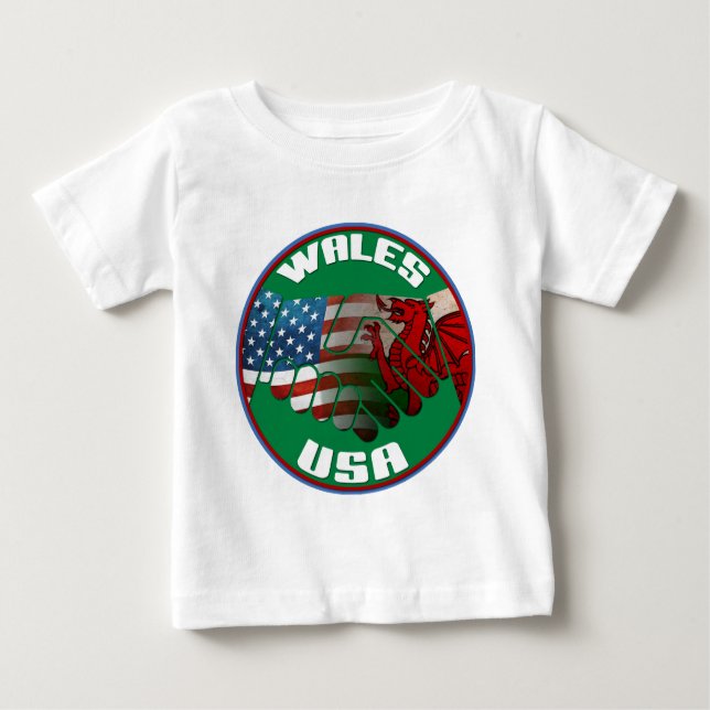 T-shirt Pour Bébé Amitié du Pays de Galles Etats-Unis (Devant)