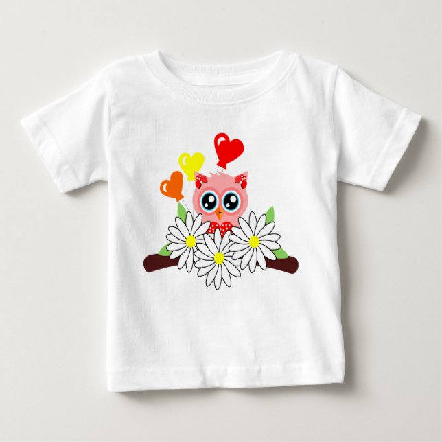 T-shirt Pour Bébé Amor em Forma de Coruja (Devant)