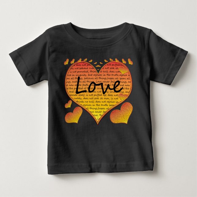 T-shirt Pour Bébé Amour 1 Corinthiens 13 Coeurs (Devant)