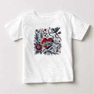 T-shirt Pour Bébé Amour classique de tatouage : Coeur & Cupidon T-Sh
