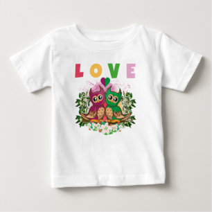 T-SHIRT POUR BÉBÉ AMOUR COLORÉ JOLIMENT CUTE OWLS ADORABLES