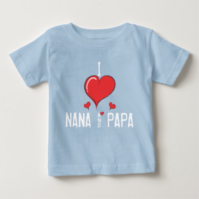 T-shirt Pour Bébé Amour NANA du bébé I et PAPA (Devant)