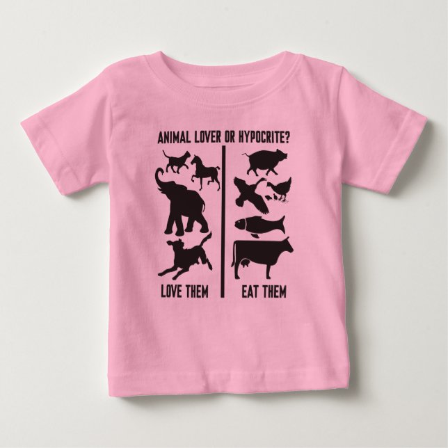 T-shirt Pour Bébé Amoureux des animaux ou hypocrite ? (Devant)