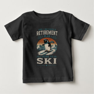 T-shirt Pour Bébé Amoureux du ski rétro Manchot Gentoo Art de sports