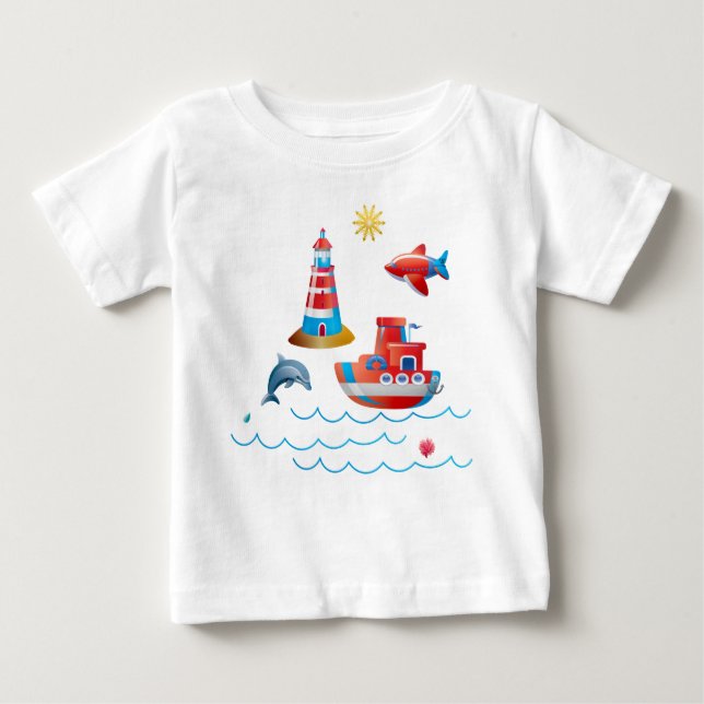 T-shirt Pour Bébé Amusant design nautique (Devant)