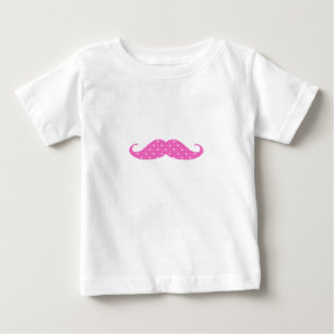 T-shirt Pour Bébé Amusante Fille Rose Chaud Pois Moustache
