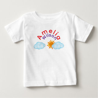 T-shirt Pour Bébé Amusement dans le ciel Nom Arc-en-ciel Nuage Solei