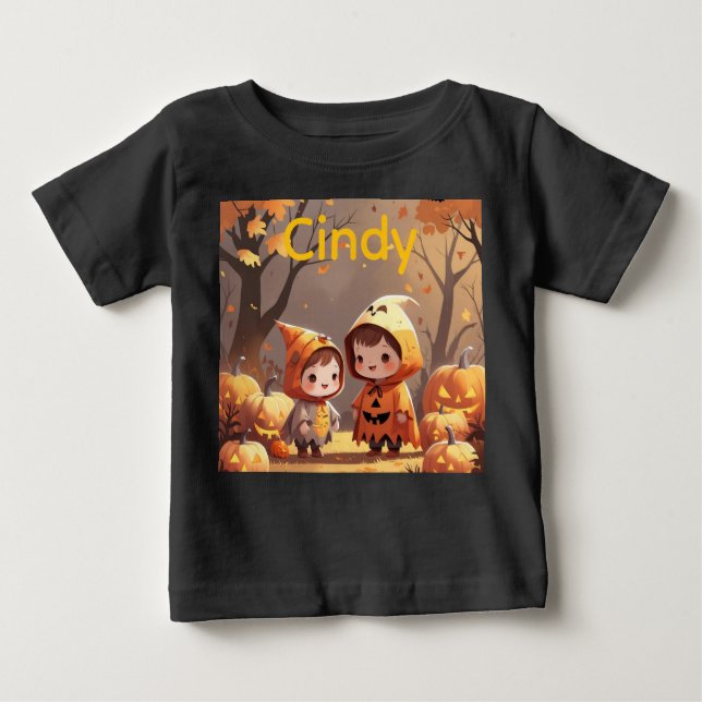 T-shirt Pour Bébé Amusement d'automne avec un ami (Devant)