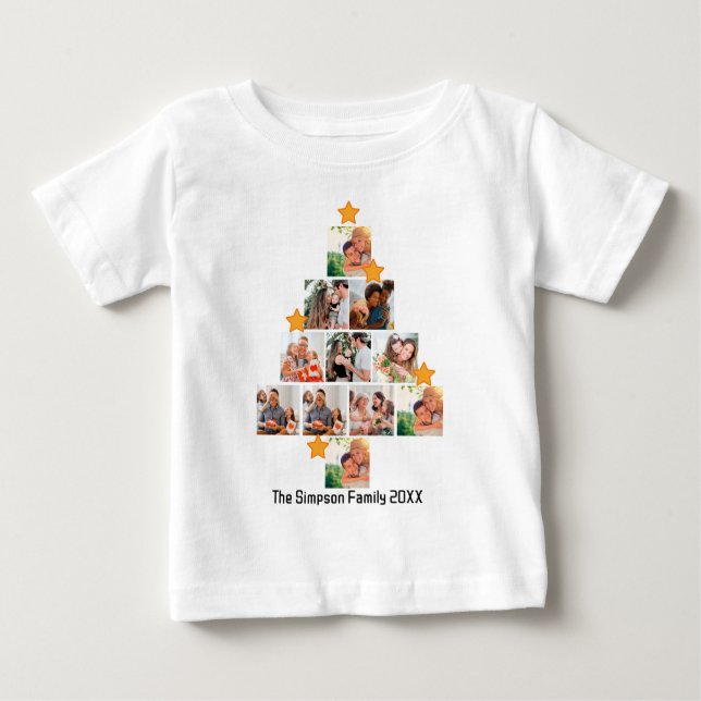 T-shirt Pour Bébé Amusement personnalisé Famille Noël 11 Photo Colla (Devant)