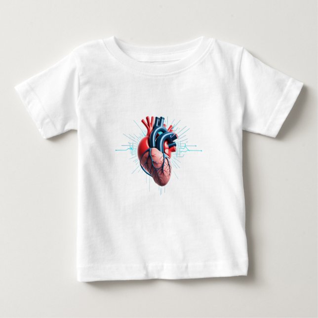 T-shirt Pour Bébé Anatomical Heart with EKG – Medical Art Design (Devant)