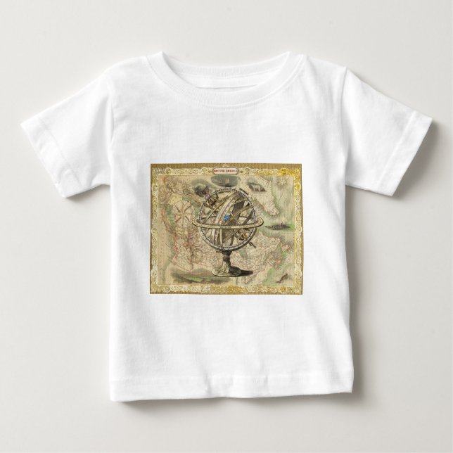 T-shirt Pour Bébé Ancienne carte de la boussole de l'ours polaire d' (Devant)