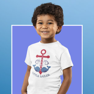 T-shirt Pour Bébé Ancrage nautique baleines bleues petit marin