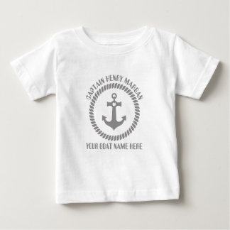 T-shirt Pour Bébé Ancrage personnalisé du capitaine et du nom du bat