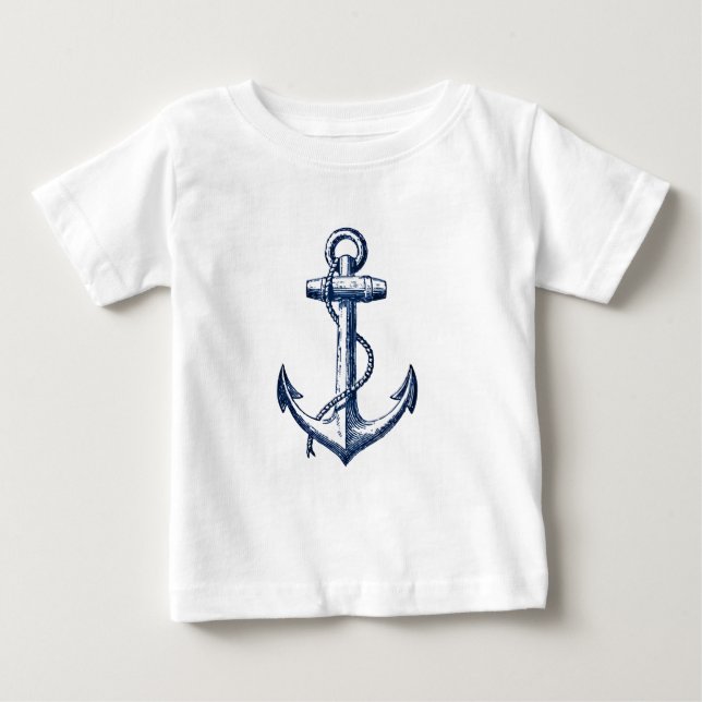 T-shirt Pour Bébé Ancre de bleu marine (Devant)