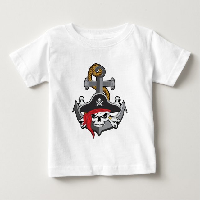 T-shirt Pour Bébé Ancre du crâne pirate (Devant)