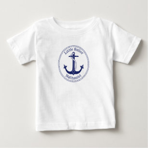 T-shirt Pour Bébé Ancre nautique Marine Blue Little Nom du marin