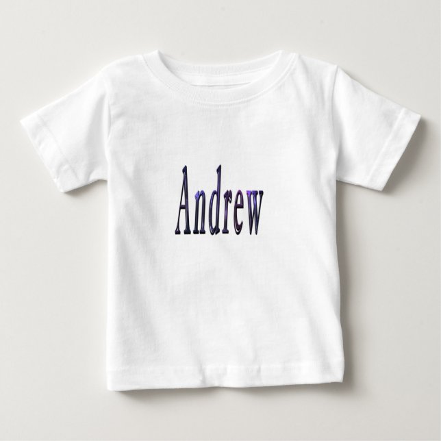 T-shirt Pour Bébé Andrew Nom Dans Nébuleuse Bleue, (Devant)