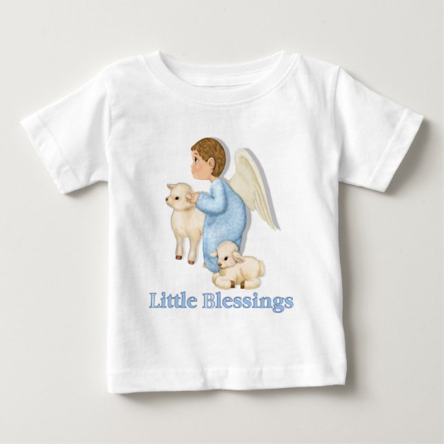 T-shirt Pour Bébé Angel Boy avec agneaux (Devant)