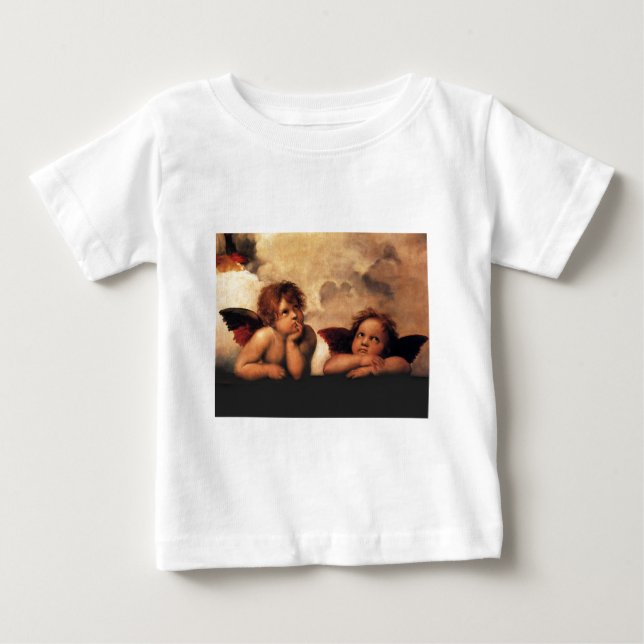 T-shirt Pour Bébé Anges Sistine Madonna de Raphael 2 anges (Devant)