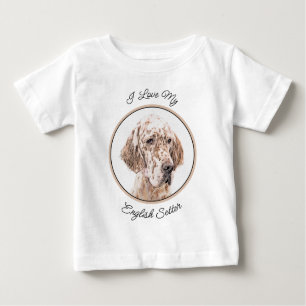 T-shirt Pour Bébé Anglais Setter Orange Belton Peinture Chien Art