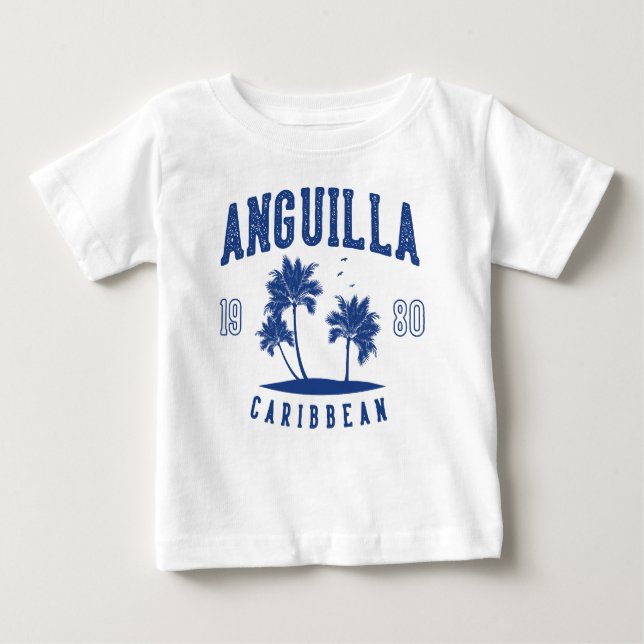 T-shirt Pour Bébé Anguilla Caribbean Palm Tree 1980 (Devant)