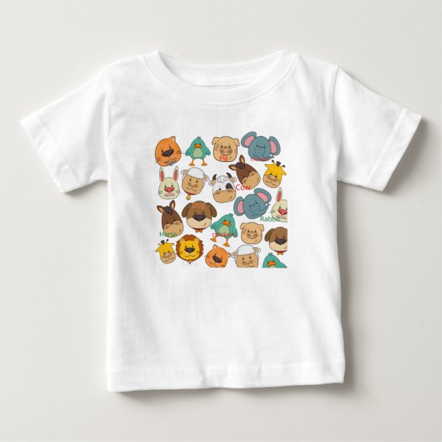 T-shirt Pour Bébé Animaux adorables ferme blancs  (Devant)