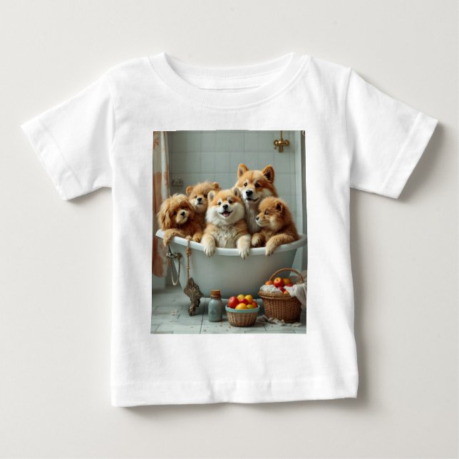 T-shirt Pour Bébé Animaux amusants dans la baignoire (Devant)