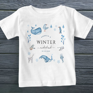 T-shirt Pour Bébé Animaux arctiques Blue Winter Onederland 1er anniv