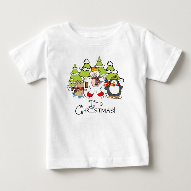 T-shirt Pour Bébé Animaux C'est Noël (Devant)
