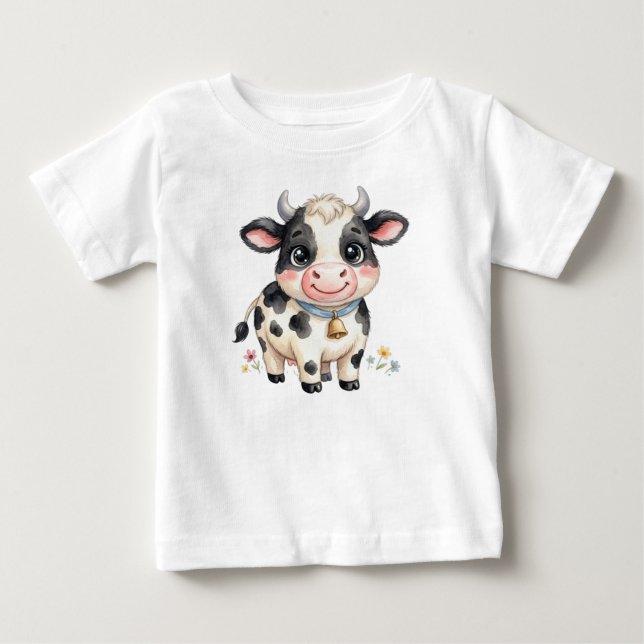 T-shirt Pour Bébé Animaux de ferme mignons-Vache (Devant)