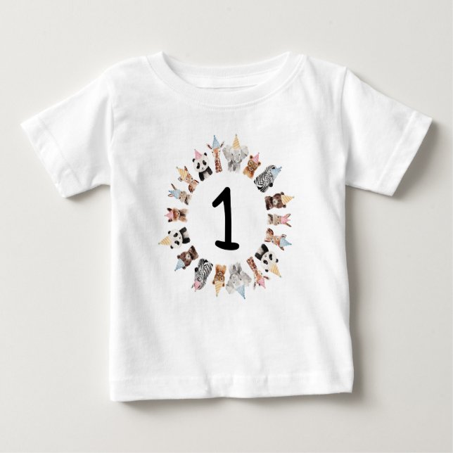 T-shirt Pour Bébé Animaux de fête Anniversaire (Devant)