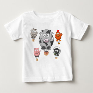 T-shirt Pour Bébé Animaux de la ferme à ballon à air chaud
