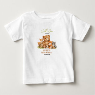 T-shirt Pour Bébé Animaux de la forêt et des bois Sauvageon 1er Anni
