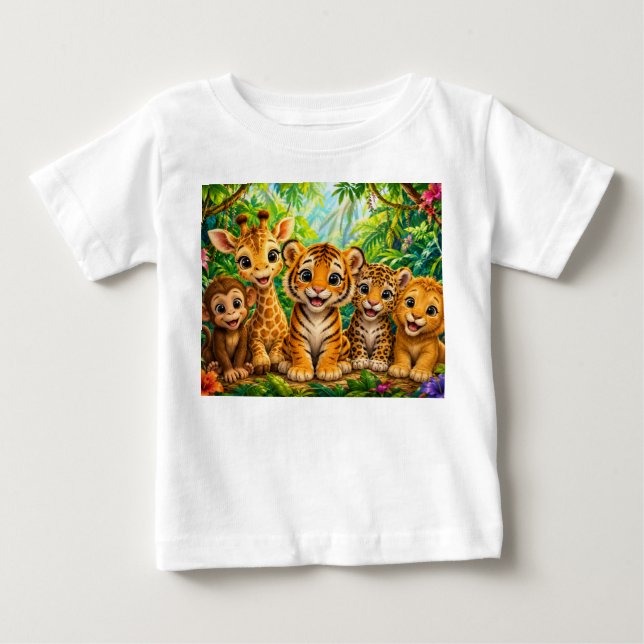 T-shirt Pour Bébé Animaux de la jungle pour bébés (Devant)