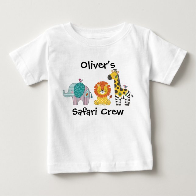 T-shirt Pour Bébé Animaux de safari mignons patchwork (Devant)