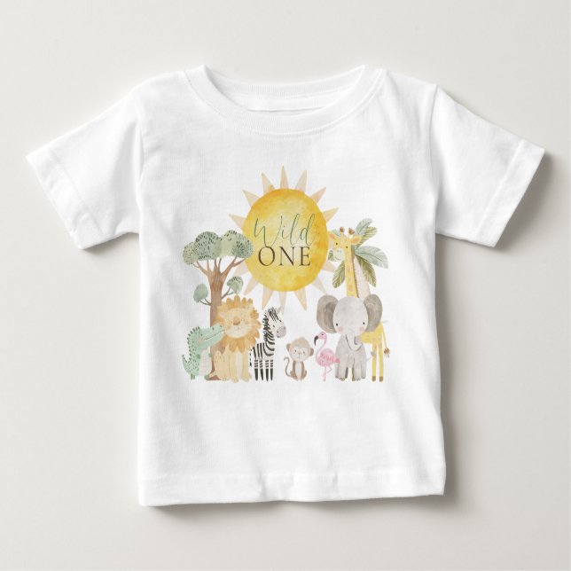 T-shirt Pour Bébé Animaux de safari Nyala Wild One Premier Anniversa (Devant)