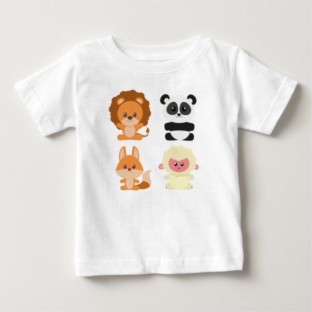T-shirt Pour Bébé animaux, dessins animés, lions (Devant)