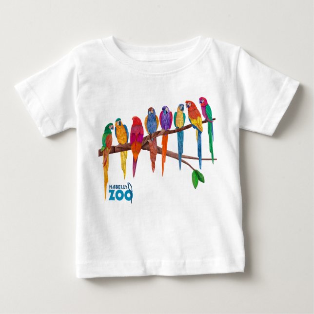 T-shirt Pour Bébé Animaux du zoo de Mabell, les perroquets (Devant)