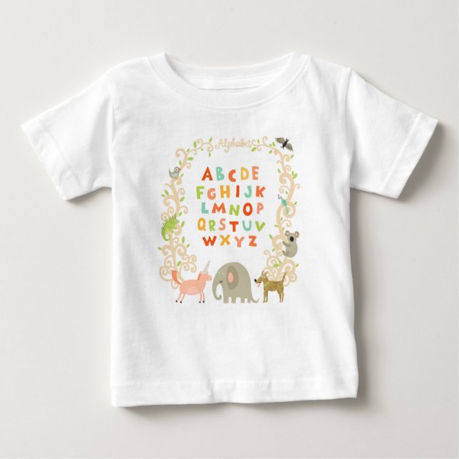 T-shirt Pour Bébé Animaux Et Alphabet Rêfs (Devant)