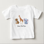 T-shirt Pour Bébé Animaux mignons personnalisés éléphant Tiger Giraf<br><div class="desc">Soirée personnalisée tendance Safari Animaux éléphant Tiger Girafe T-shirt bébé</div>