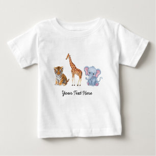 T-shirt Pour Bébé Animaux mignons personnalisés éléphant Tiger Giraf
