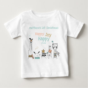 T-shirt Pour Bébé Animaux sauvages 1er Noël de bébé Joyeux Joyeux Jo