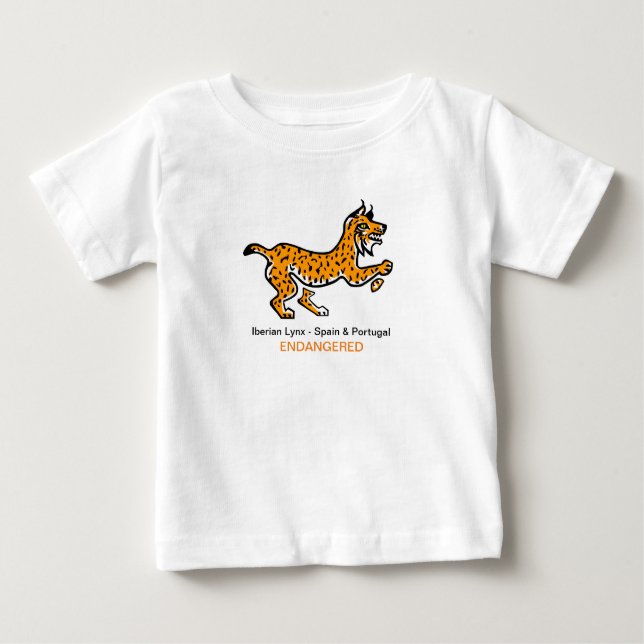 T-shirt Pour Bébé Animaux sauvages - Ibérique LYNX - Faune - Nature (Devant)