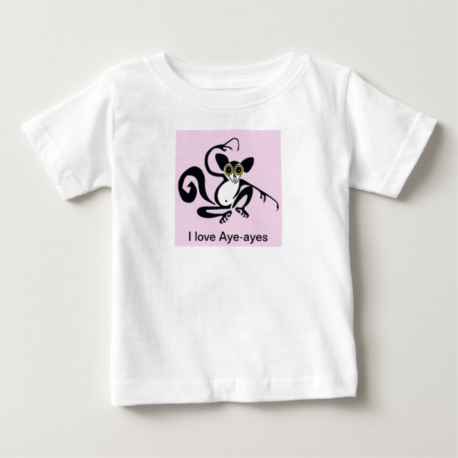 T-shirt Pour Bébé Animaux sauvages - J'aime Aye-ayes - Faune - Rose (Devant)