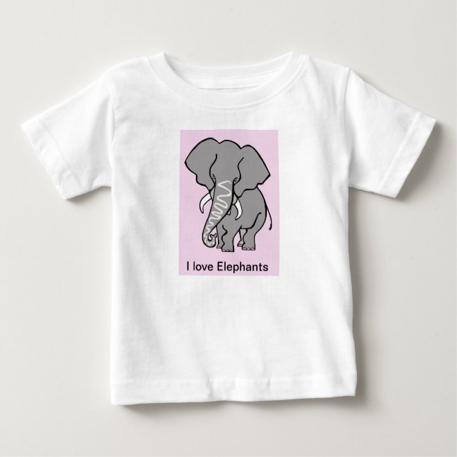 T-shirt Pour Bébé Animaux sauvages - J'aime les ÉLÉPHANTS - Nature (Devant)