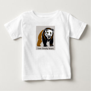 T-shirt Pour Bébé Animaux sauvages - J'aime les OURS GRIZZLY - Faune