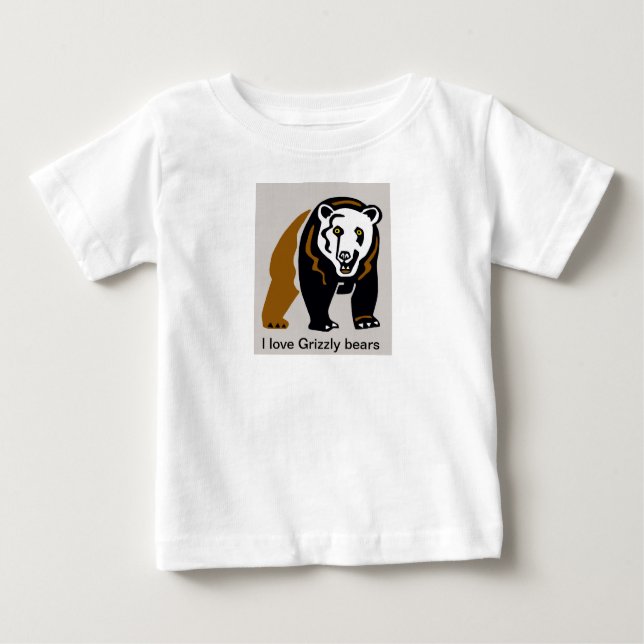 T-shirt Pour Bébé Animaux sauvages - J'aime les OURS GRIZZLY - Faune (Devant)